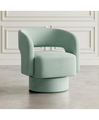 Mid-Century Modern Upholstered Split-Back Curved Sculpture Swivel Accent Chair