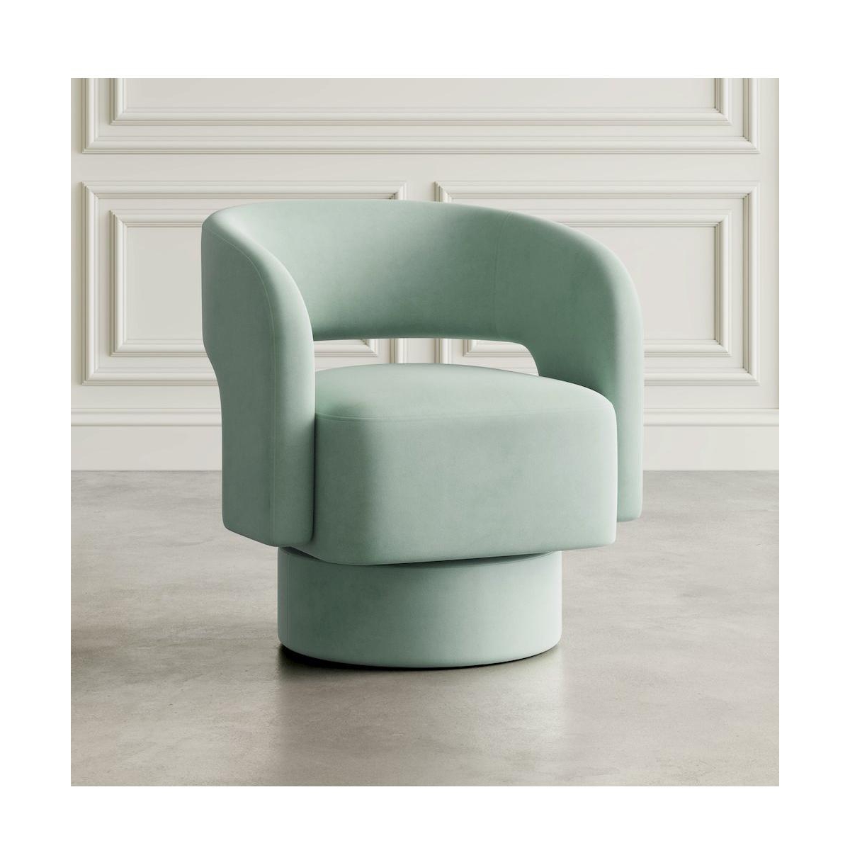 Jofran Mid-Century Modern Upholstered Split-Back Curved Sculpture Swivel Accent Chair - Mint