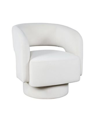 Mid-Century Modern Upholstered Split-Back Curved Sculpture Swivel Accent Chair, Natural
