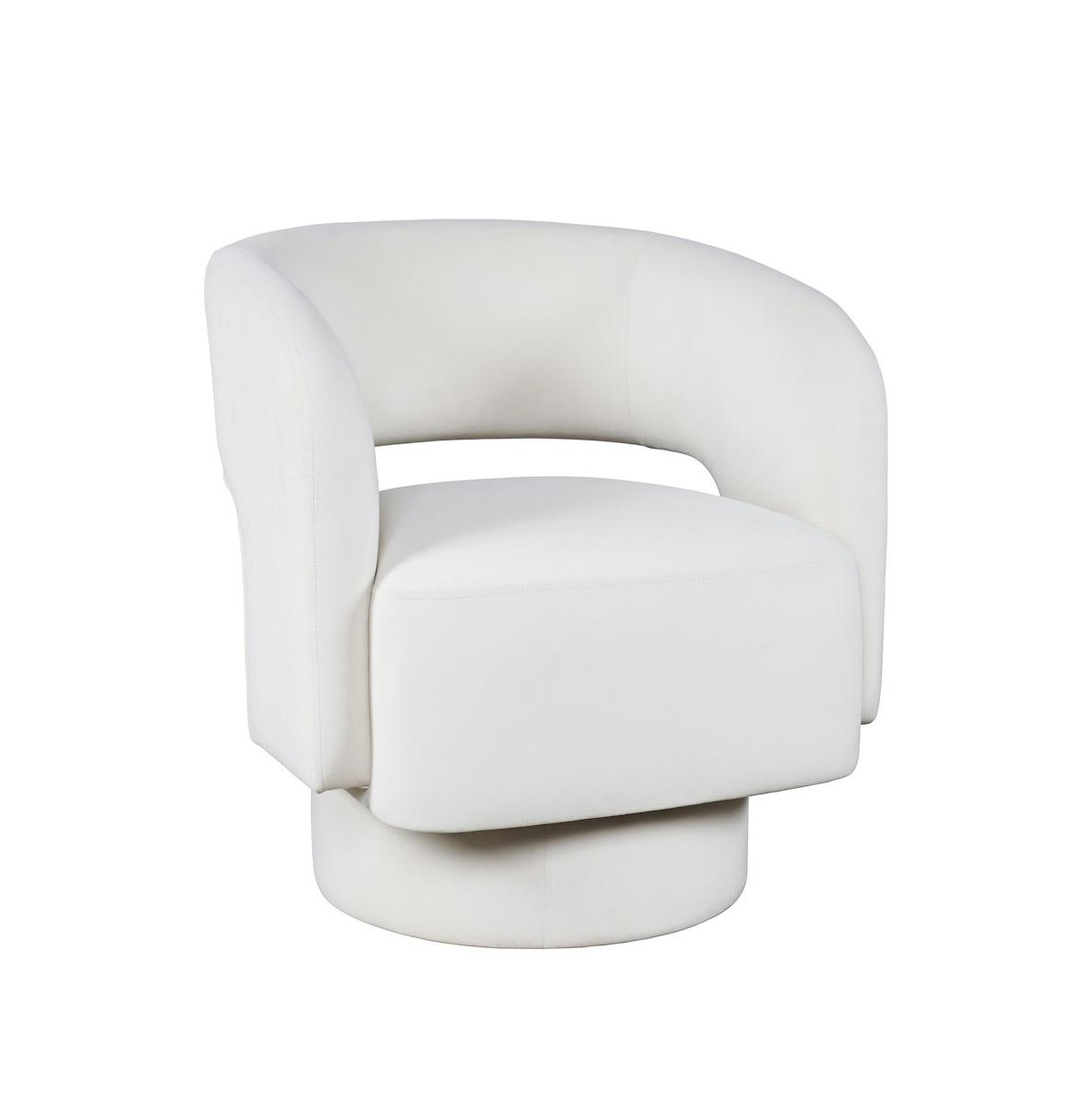 Jofran Mid-Century Modern Upholstered Split-Back Curved Sculpture Swivel Accent Chair, Natural - Natural