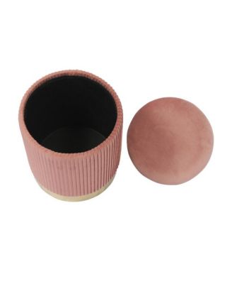 Blush Velvet Storage Ottoman with Gold Legs and Spacious Interior