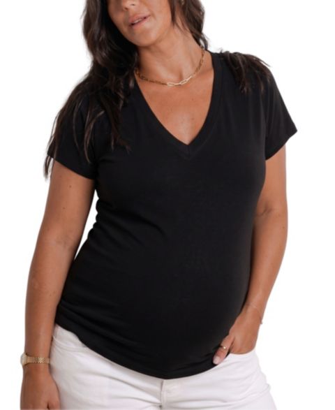 Женская футболка NOM Maternity The Nursing V-Neck, цвет: Чёрный