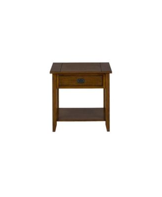 Oak Wooden End Table with Drawer, Bedside and Side Table Bedroom