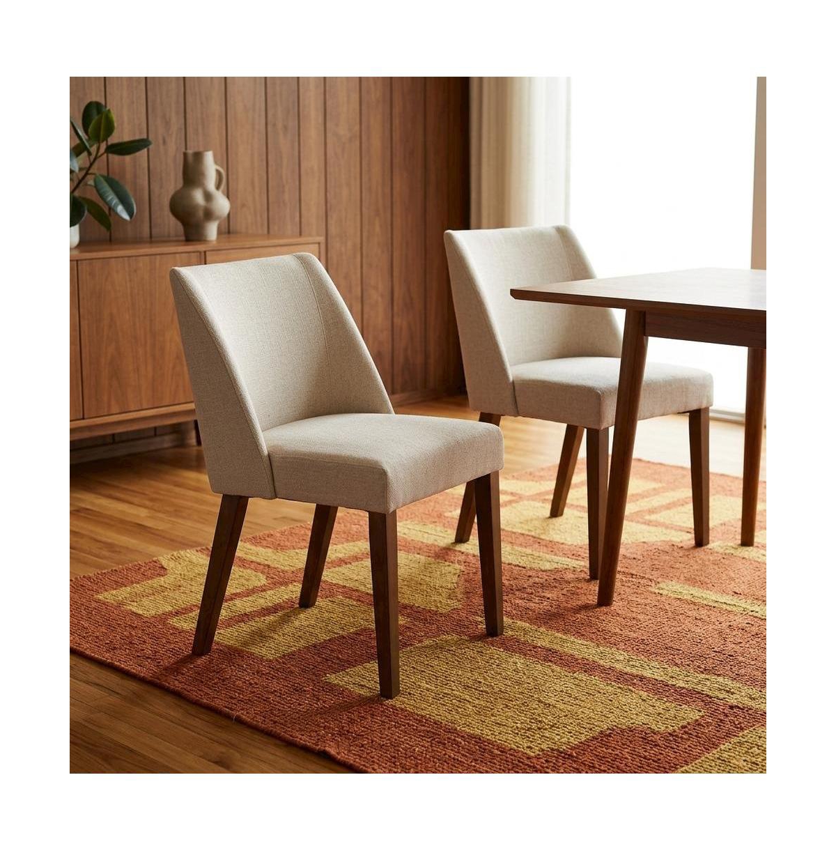 Starlight Canyon Home Polyester-Upholstered Accent Chairs with Walnut Veneer Frame, Set of 2