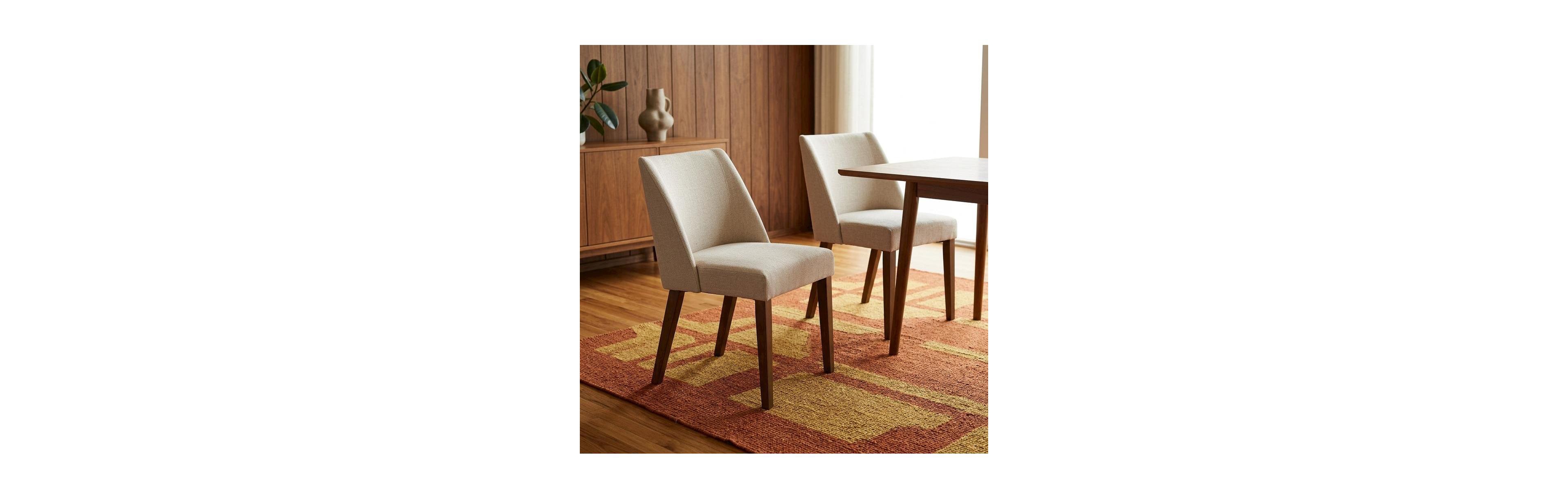 Starlight Canyon Home Polyester-Upholstered Accent Chairs with Walnut Veneer Frame, Set of 2