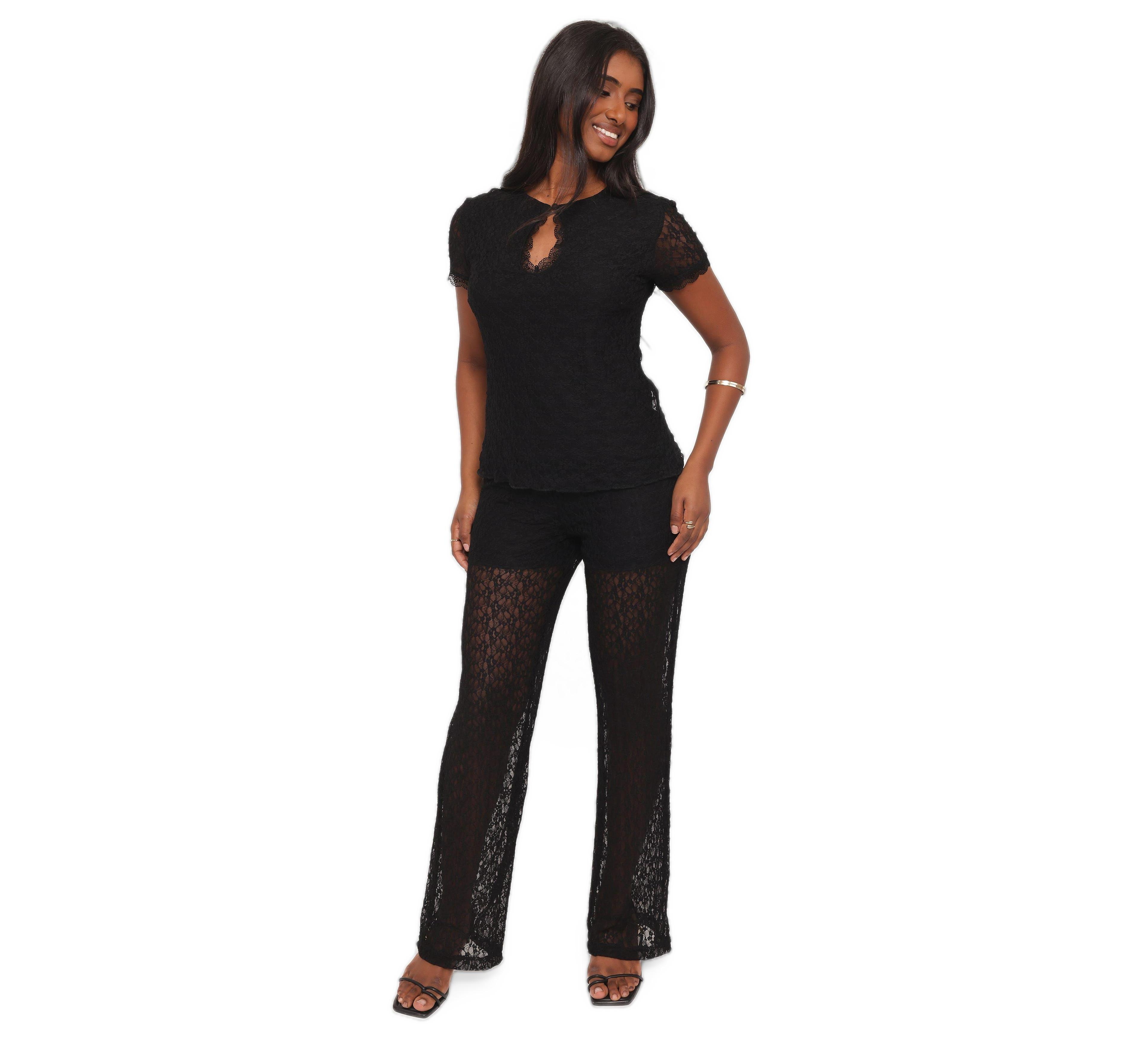 Petal and Pup Women's Bellis Lace-Keyhole Top Pants, 2-Piece Set