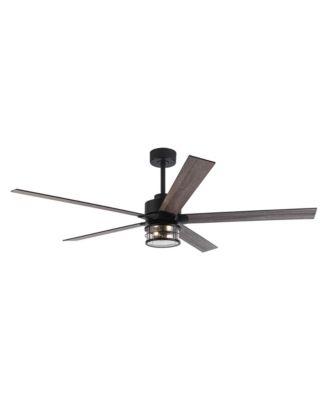 65" Black Wooden 5-Blade Industrial Ceiling Fan with Light and Remote