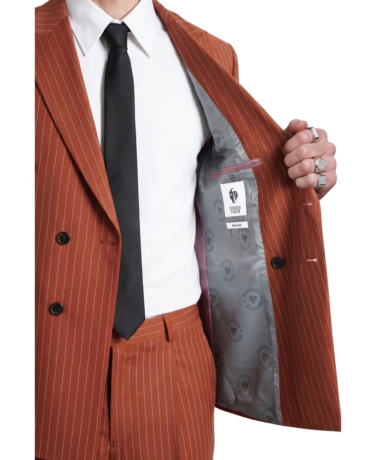 Мужская куртка Twisted Tailor Syrah Double Breasted Pinstripe, цвет: Оранжевый — фото 5