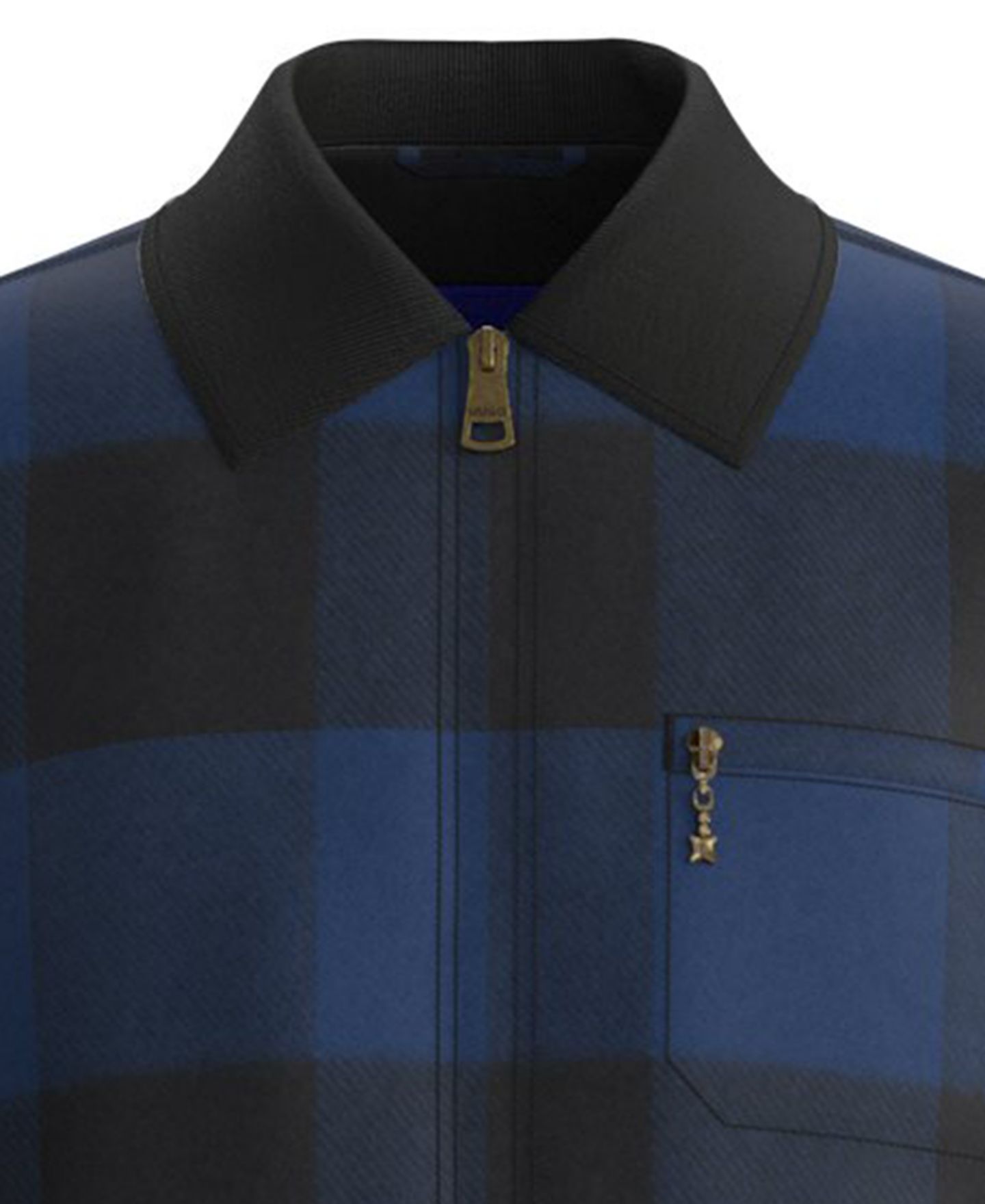 Мужская куртка Hugo Boss Baker Buffalo-Check Regular-Fit Corduroy Collar, цвет: Тёмно-синий — фото 2
