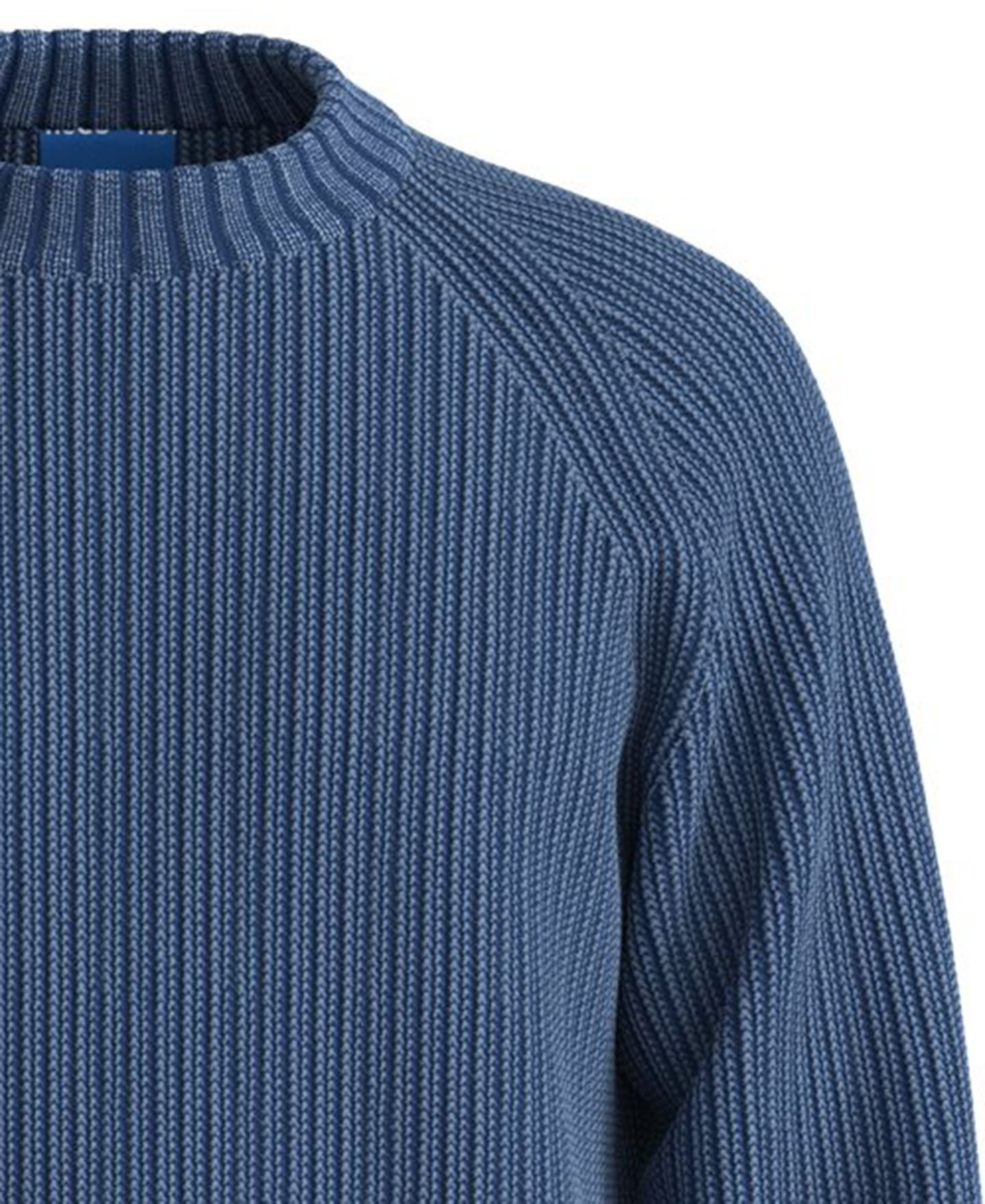 Мужской хлопковый свитер Hugo Boss Sondye-1 с круглым вырезом и рукавом реглан, цвет: Тёмно-синий — фото 3