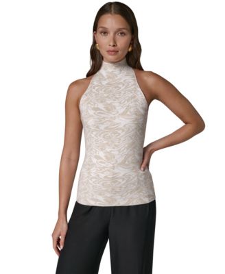 Women's Halter Sleeveless Jacquard Tank Top