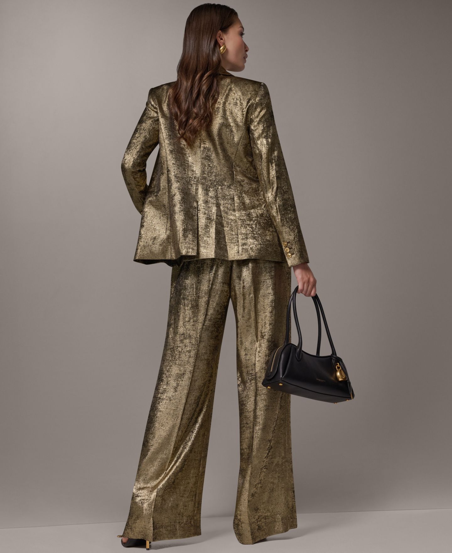 Женский бархатный блейзер Donna Karan New York с острыми лацканами, цвет: Золотой — фото 17