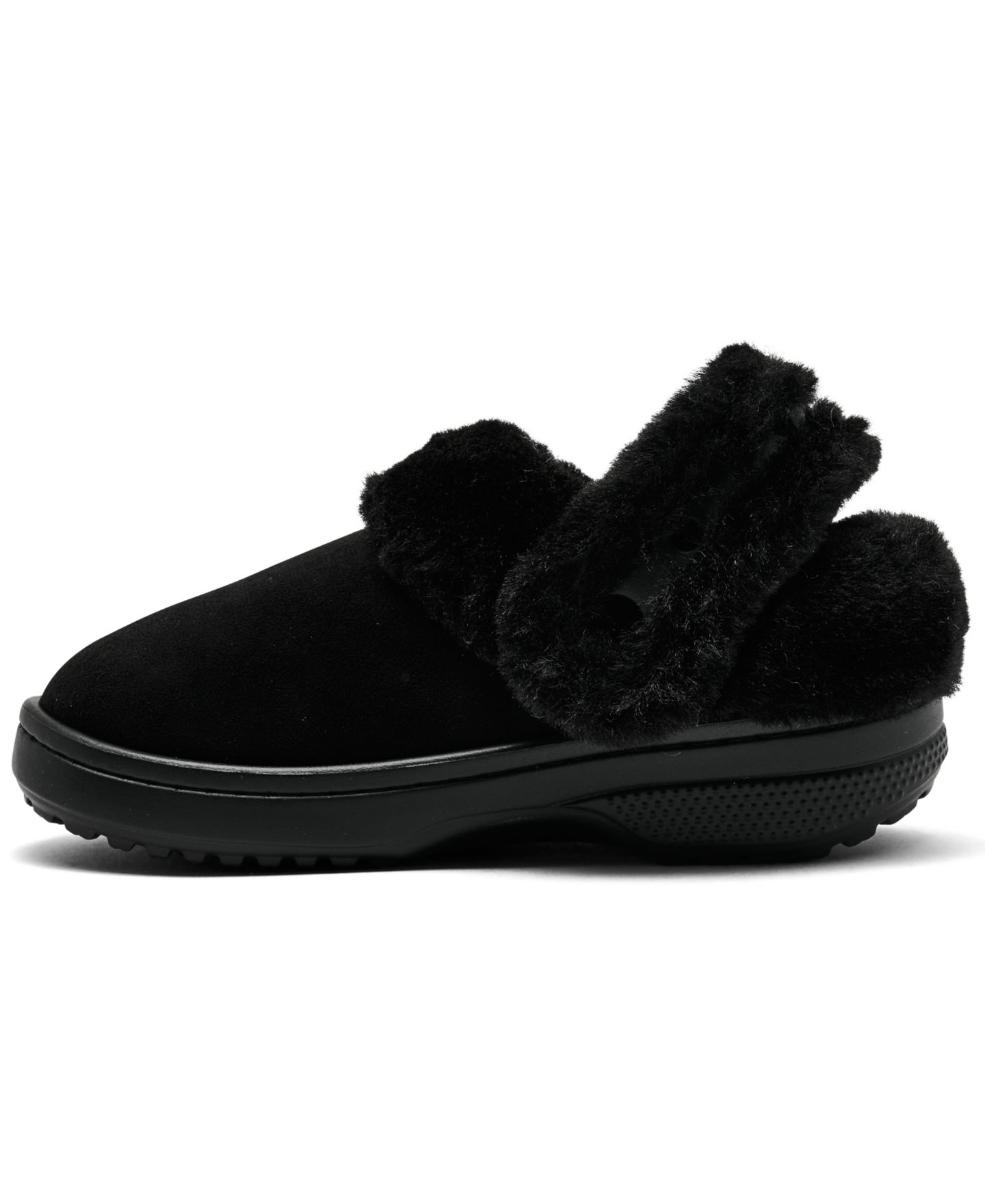 Сабо Crocs Unfurgettable Faux Suede and Faux Fur Clogs from Finish Line для девочек, цвет: Чёрный — фото 3