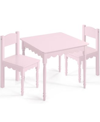 Kids Table and Chair Set for Toddlers, Solid Wood Activity Table, Scalloped Edge