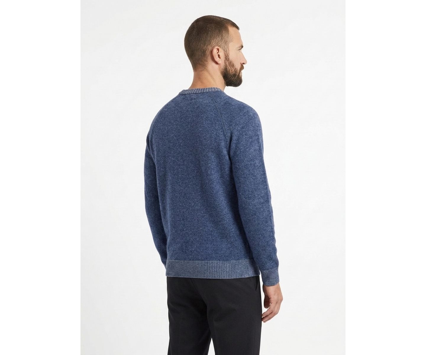 Мужской свитер Garnet Wool-Blend Raglan-Sleeve Classic-Fit, цвет: Индиго — фото 4