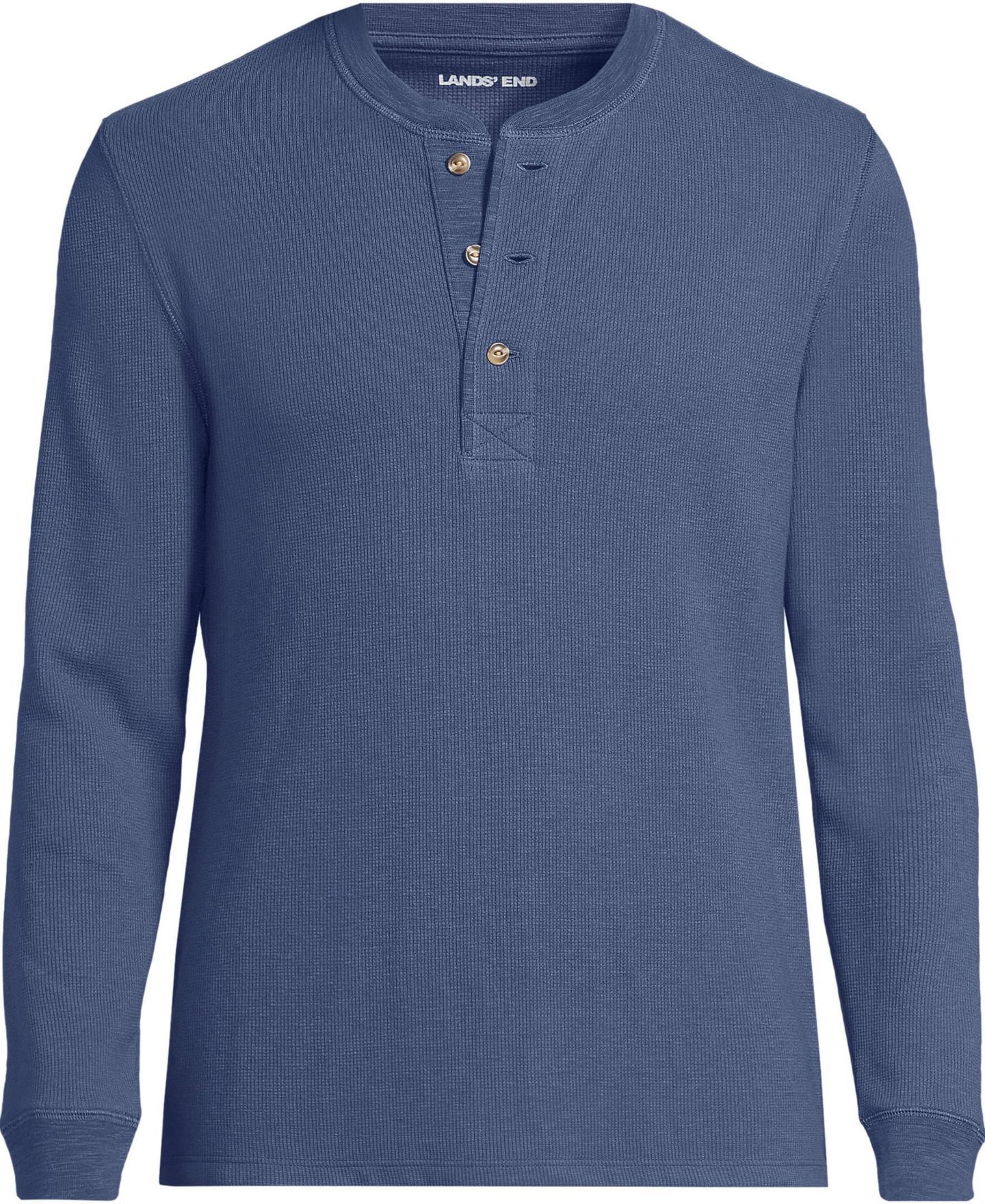 Мужской топ Lands' End Long Sleeve Thermal Waffle Henley, цвет: Синий — фото 3