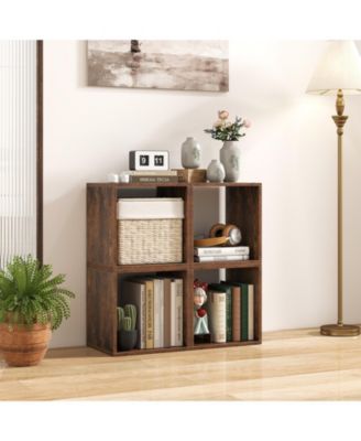 Set of 4 Stackable Storage Cube Free-standing Storage Organizer Bookcase for Bedroom