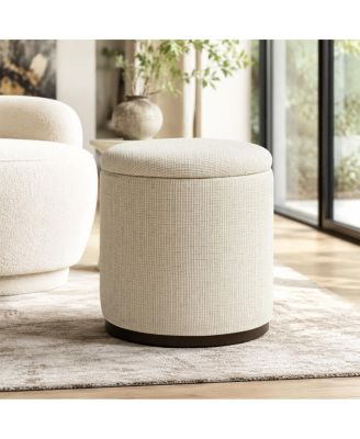 Swivel Storage Ottoman, Round Footrest Ottoman, Hidden Storage With Lid