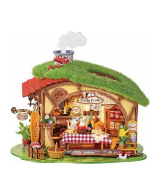 DIY Miniature House Kit Forest Fairy House Puzzle Craft Set with LED Lights Cozy Woodland Scene Bookshelf Decor for Teens Adults