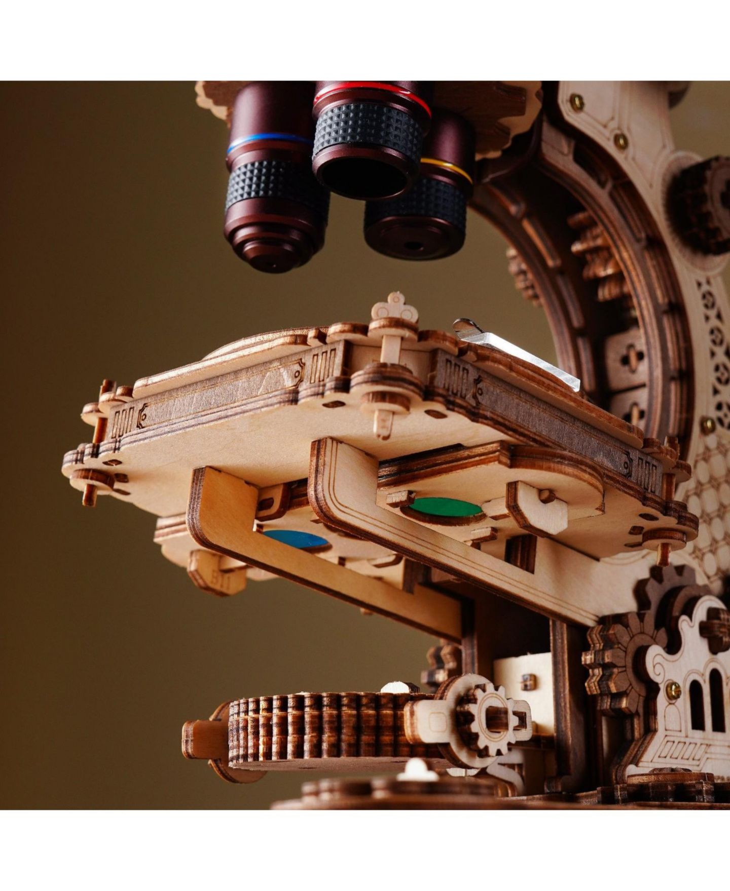 Детские конструкторы Robotime Wooden Working Microscope 3D Puzzle, 260-Piece Building Set, Ages 14+ — фото 5
