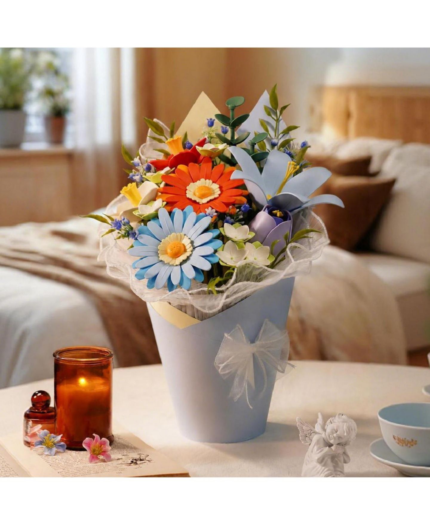 Детские конструкторы Robotime DIY Flower Bouquet Puzzle Kit 3D Flowers Building Set Handmade Arrangement Craft Decor Gift for Adults — фото 5