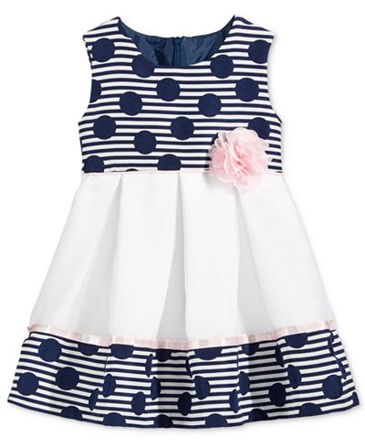 Bonnie Baby Dots & Stripes Jacquard Dress, Baby Girls (0-24 months)