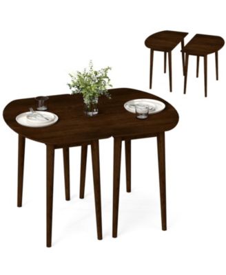 45 Inch Extendable Oval Dining Table with 2 Half-Round Sections