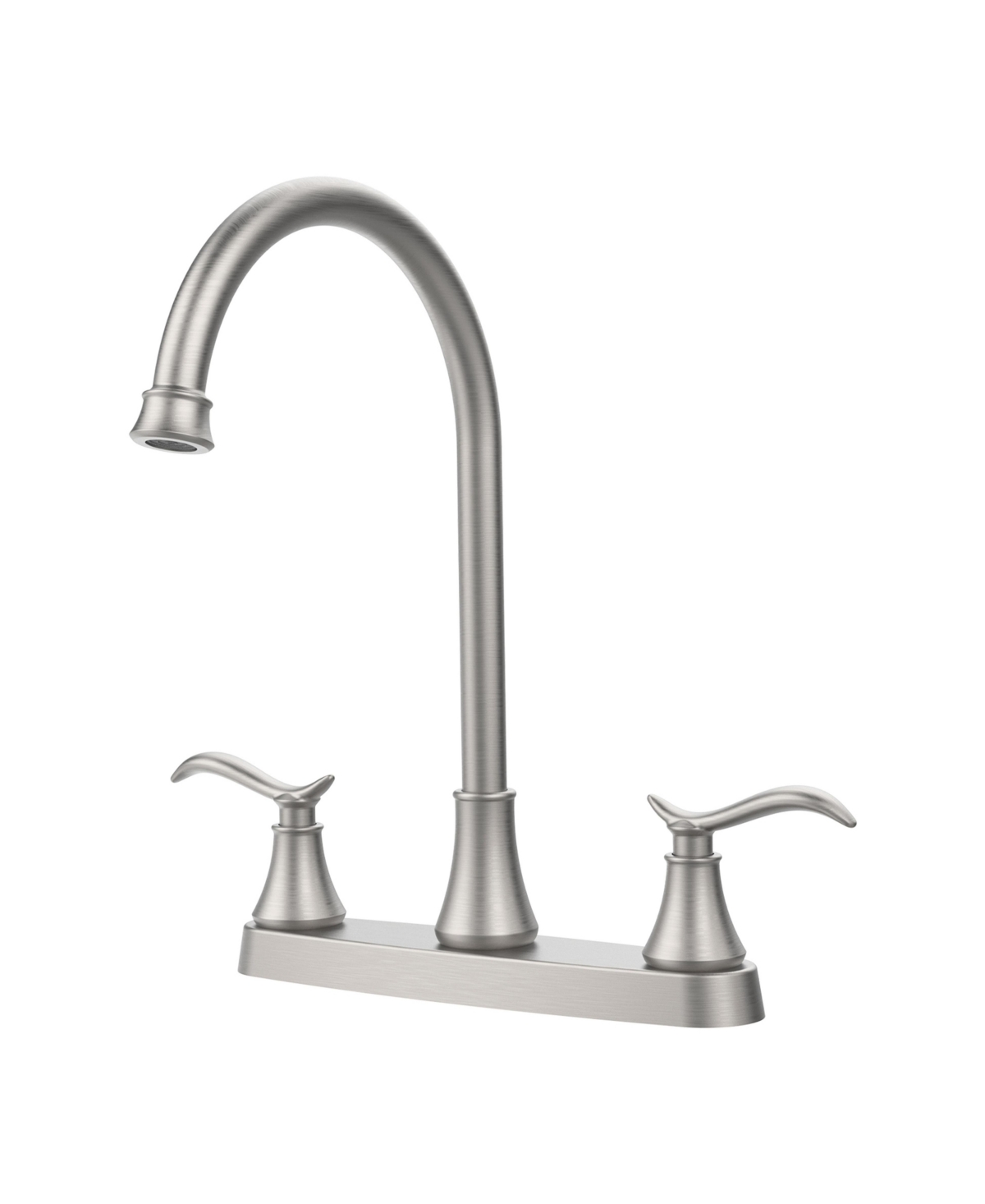 2-Hole 2-Handle High-Arc Kitchen Faucet with 360degree(s) Swivel Spout, Deck-Mount Metal Faucet