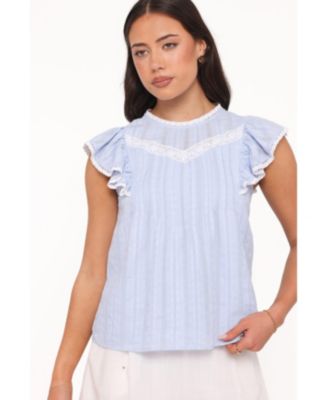 Women's Laoise High-Neckline Lace-Ruffle Top