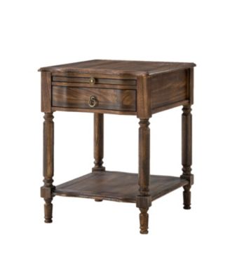 Sessoms Traditional 20"W Solid Wood 1-Drawer End Table with Built-in Charging Station