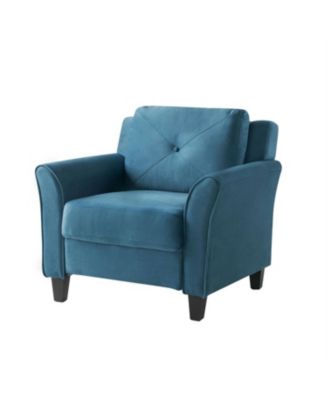 Upholstered Microfiber Armchair with Flared Arms and Tufted Back