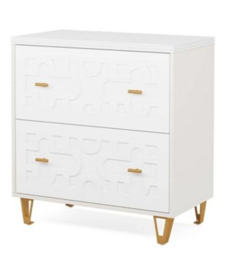 Geometric Scroll File Cabinet with 2 Drawers and Printer Stand