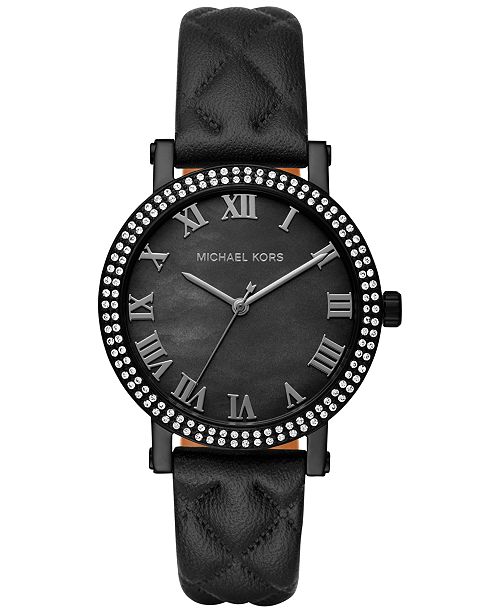 Michael Kors Women's Norie Black Leather Strap Watch 38mm MK2620