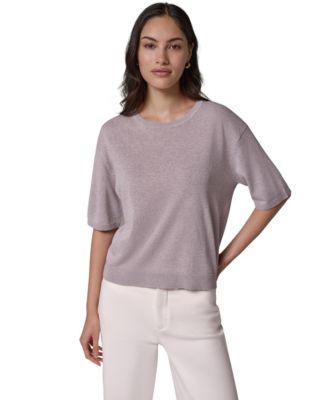 Women's Oversized Elbow-Length Fine-Gauge Knit Crewneck Sweater
