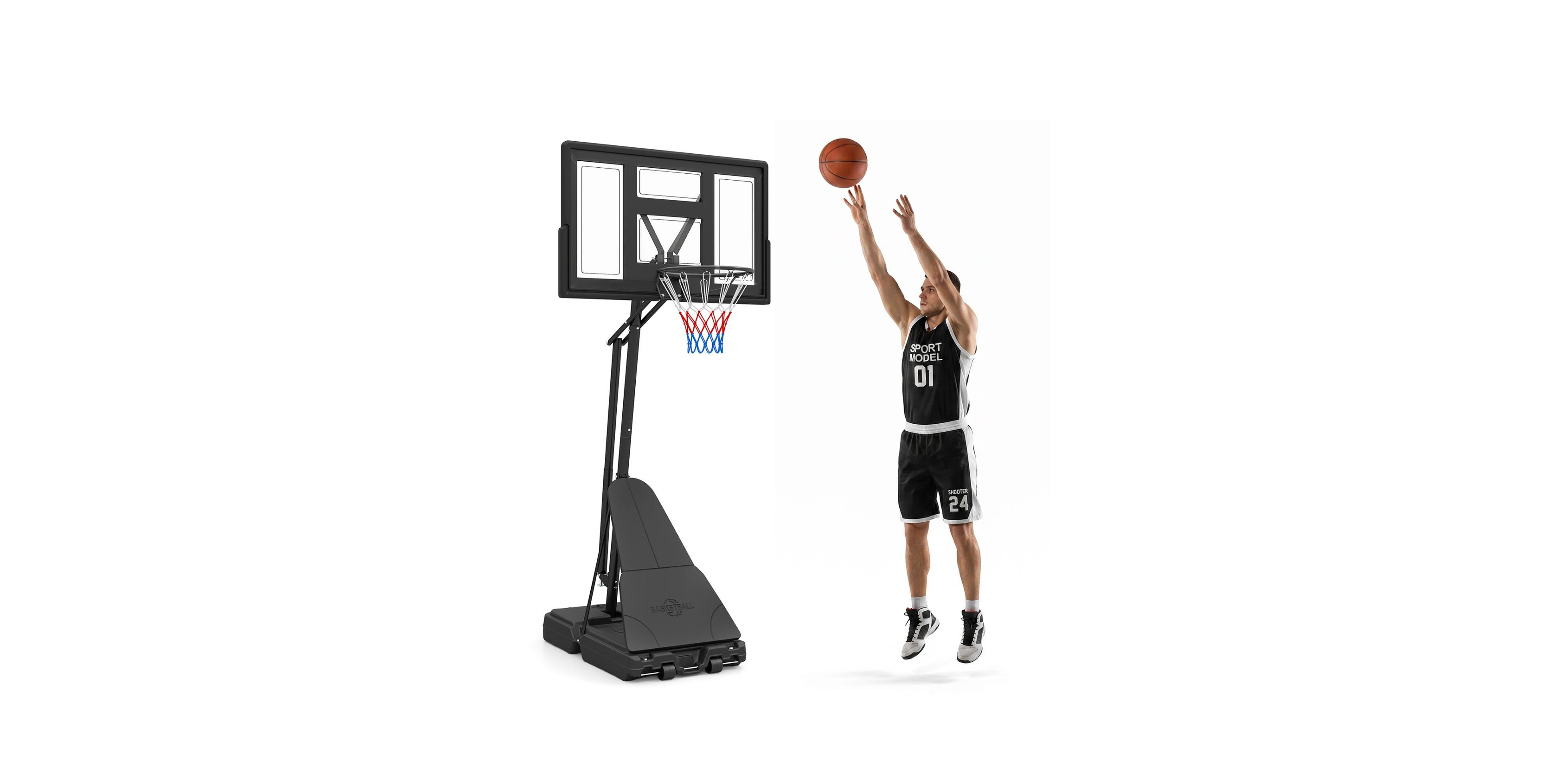 Sugift 7.7-10 Ft Tool-Free Height-Adjustable Portable Basketball Hoop System