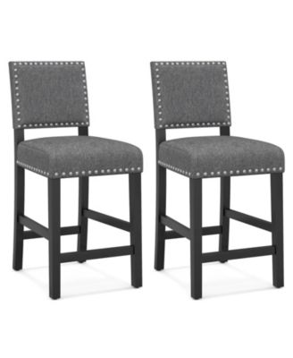 38.5/43.5 in Set of 2 Counter Height Chairs with Solid Rubber Wood Frame-S