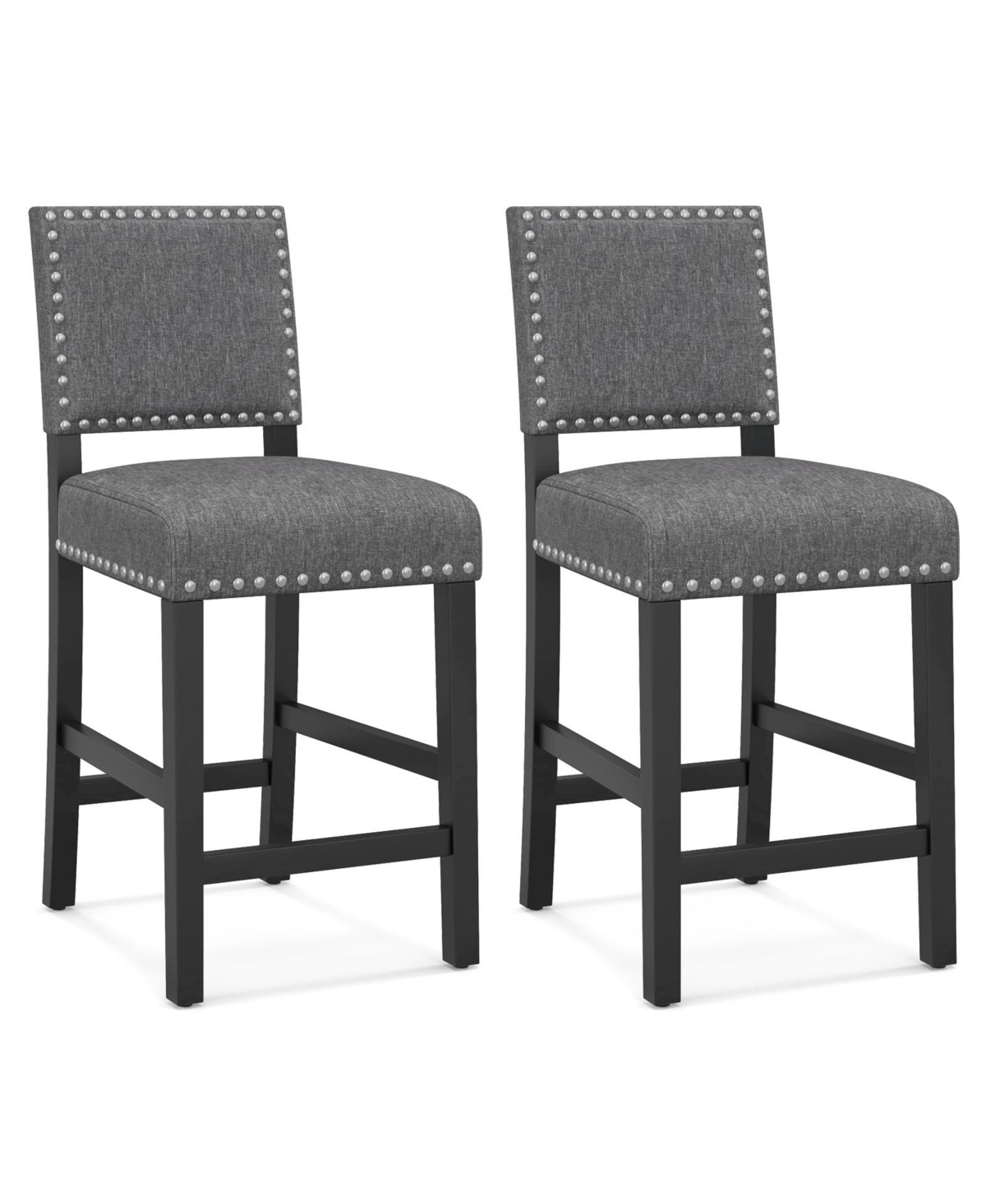 Mecale 38.5/43.5 in Set of 2 Counter Height Chairs with Solid Rubber Wood Frame-s