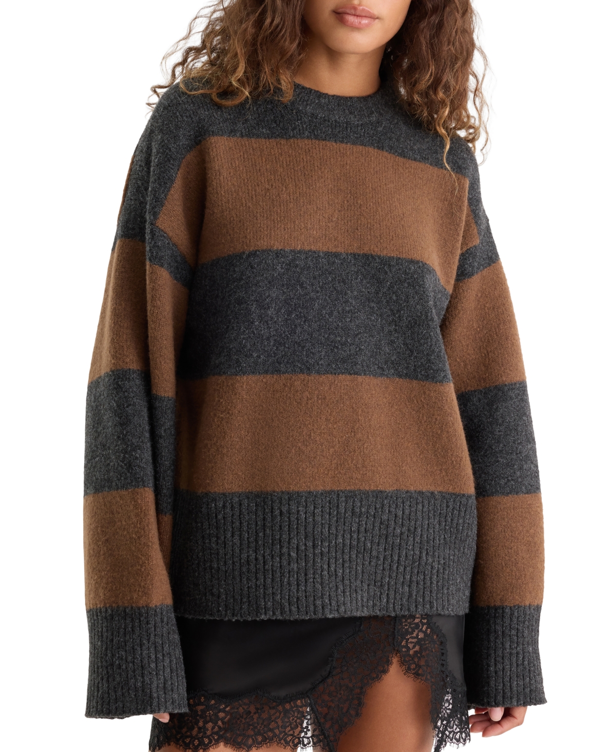 Good American Women's Oversized Striped Long-Sleeve Sweater