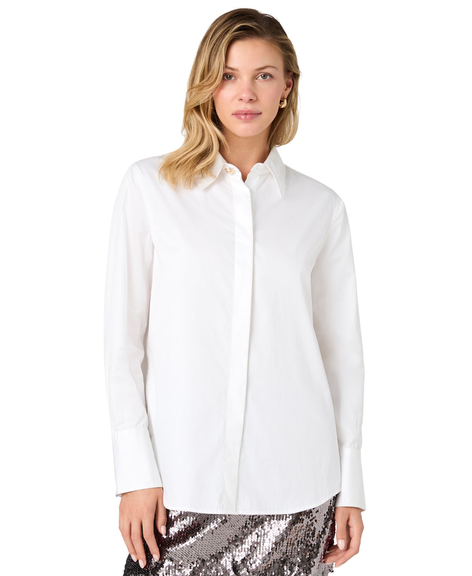 Women's Alexis Long-Sleeve Point-Collar Cotton Shirt