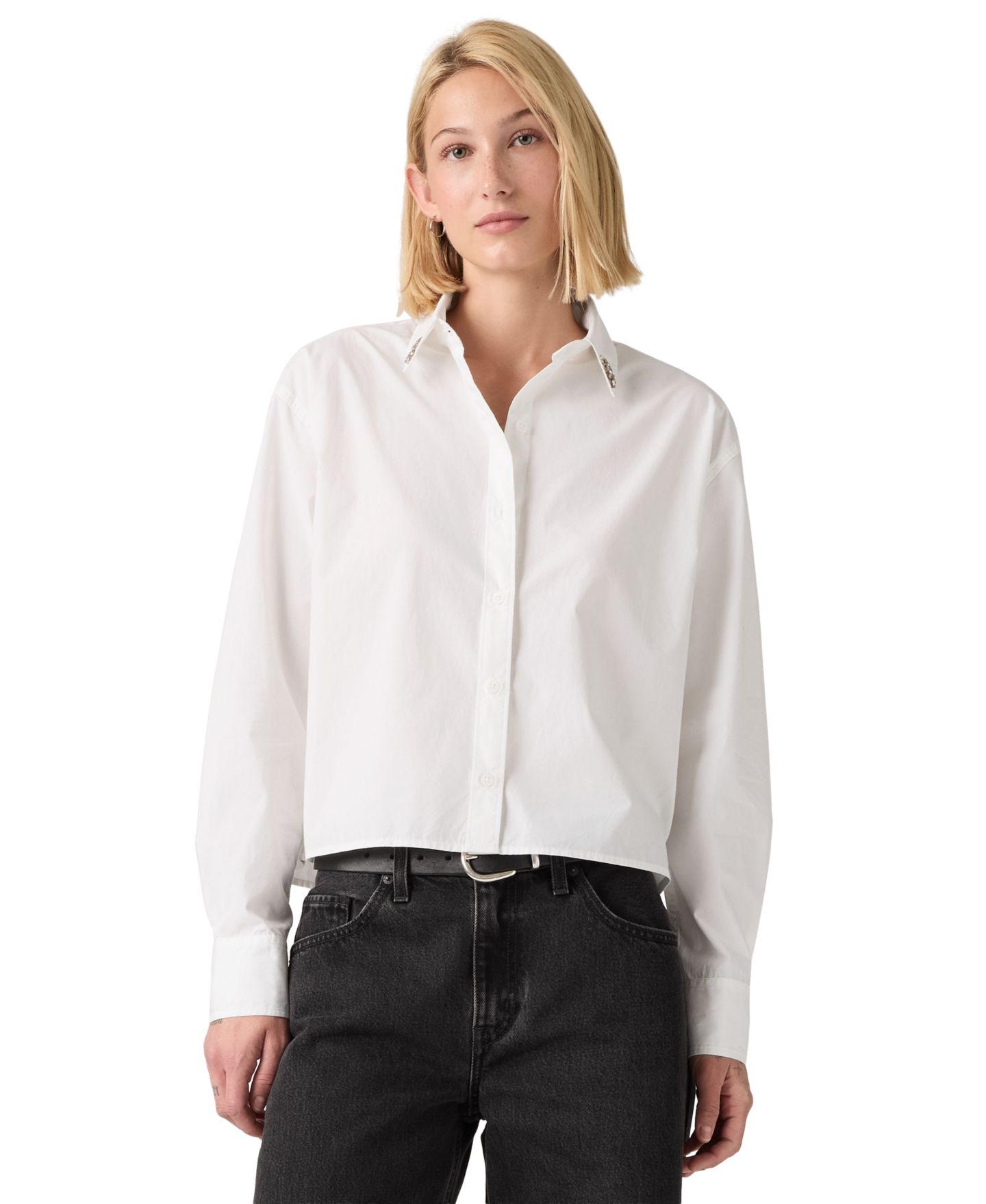 Женская рубашка Levi's Premium Harlie Long-Sleeve Cropped, цвет: Embellished Collar — фото 1