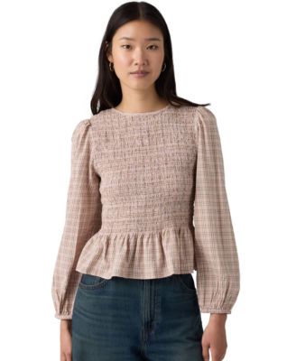 Women's Ashton Long-Sleeve Peplum Smocked Blouse