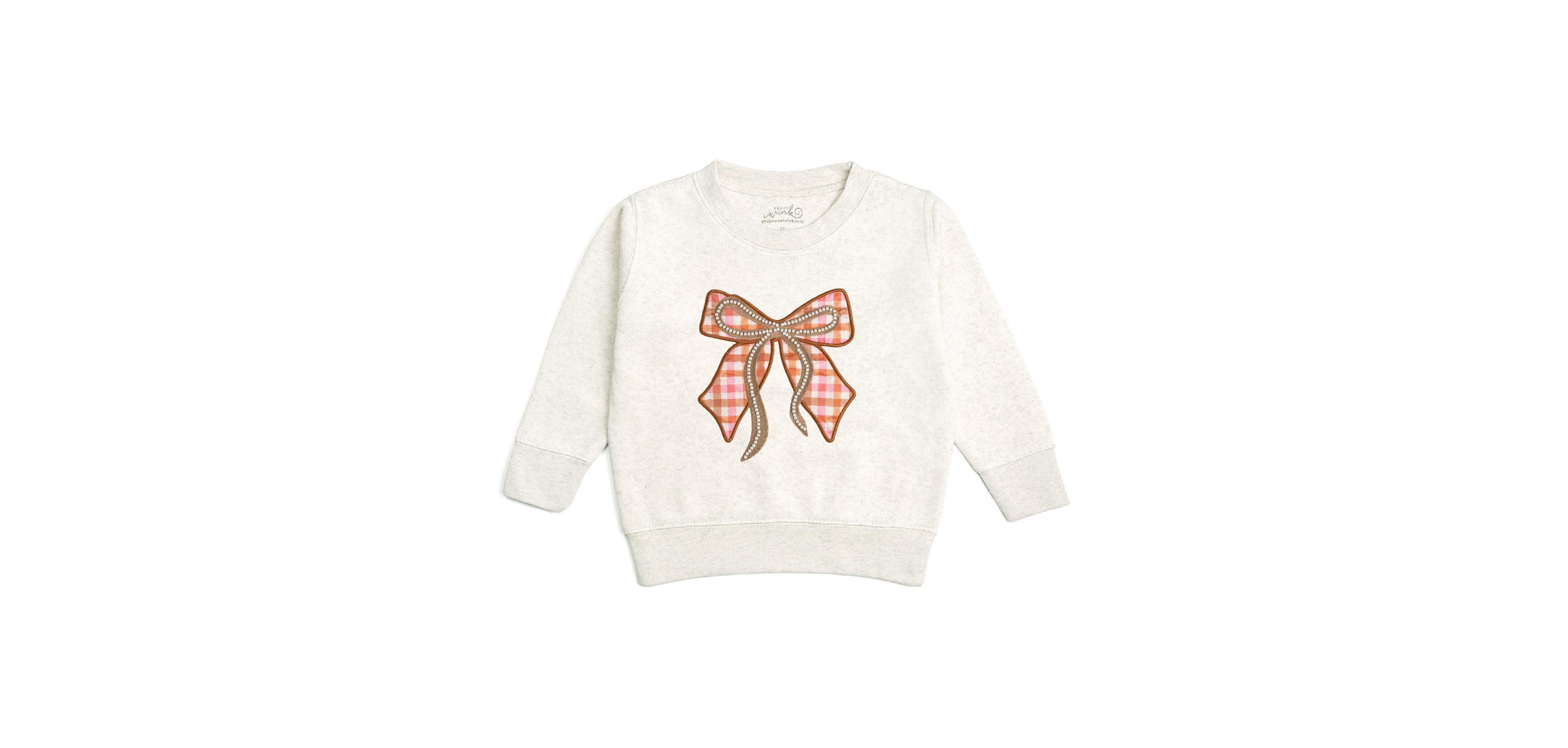 Sweet Wink Little Girl's (5-8) Cinnamon Plaid Bow Patch Sweatshirt