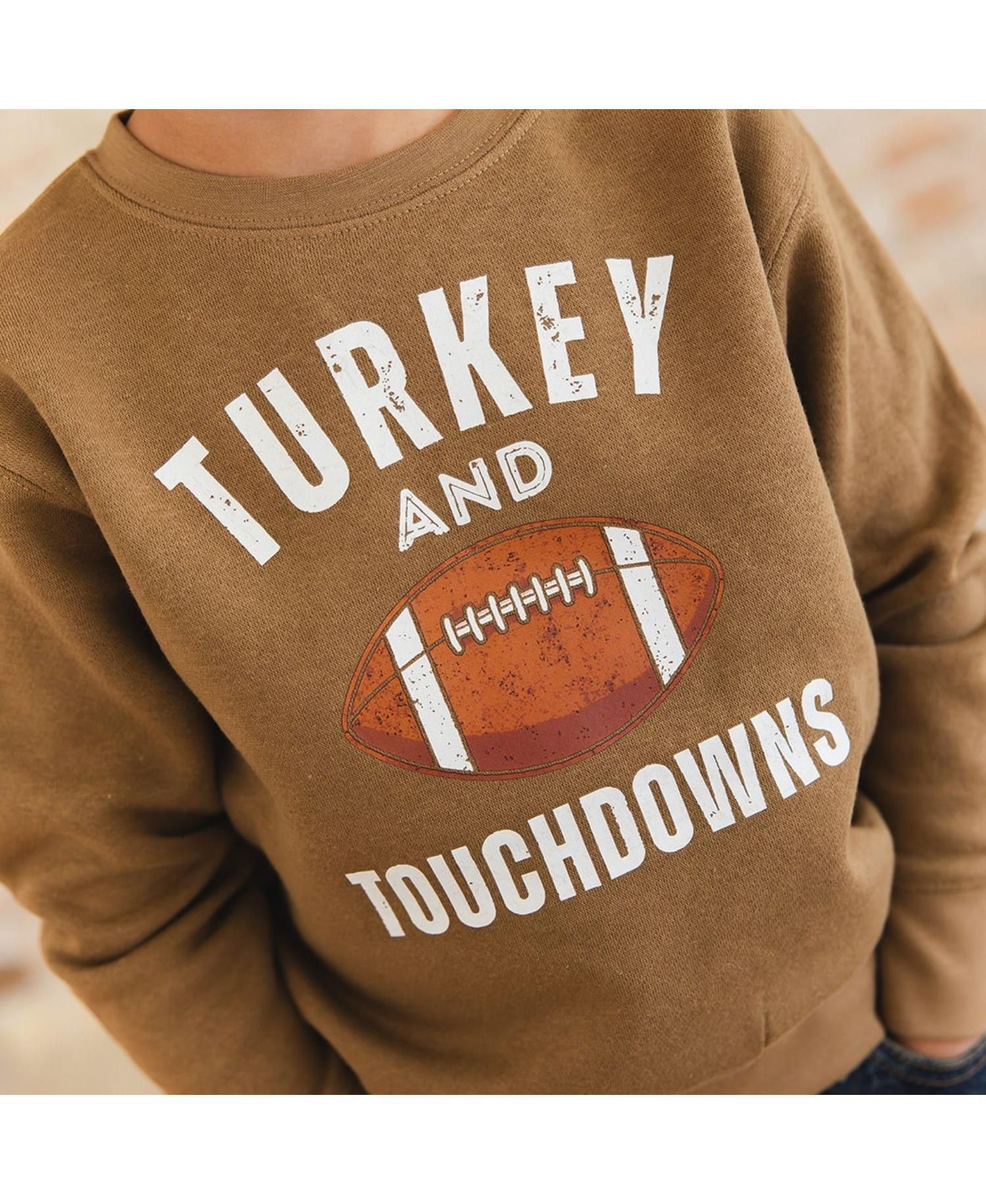 Boys' 4-20 Turkey and Touchdowns Thanksgiving Crewneck Long-Sleeve Sweatshirt