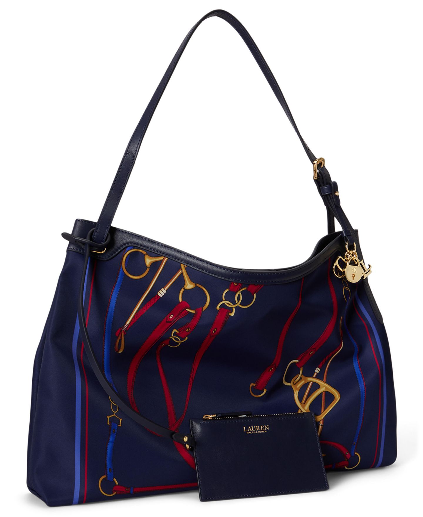 Женская сумка Lauren Ralph Lauren Marcy Slouchy Medium Equestrian Print, цвет: С принтом / Тёмно-синий — фото 3