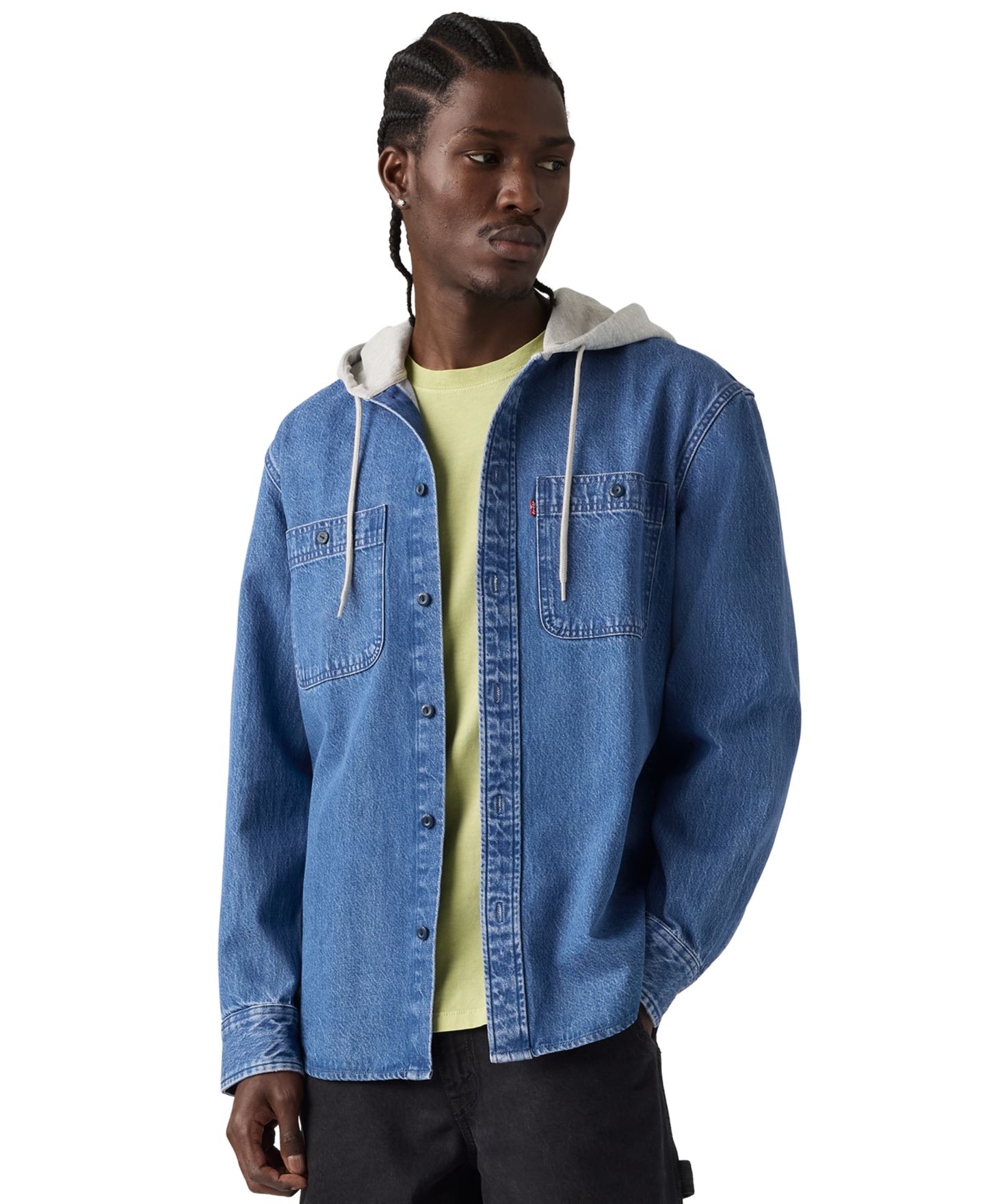 Мужская рубашка Levi's Classic Hooded Worker Plaid Long-Sleeve, цвет: Средняя варка — фото 1