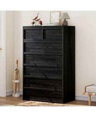 7 Drawer Tall Dresser, Wood Chest of Drawers with Smooth Glide Drawers, Freestanding Storage Cabinet for Bedroom, Nursery and Entryway