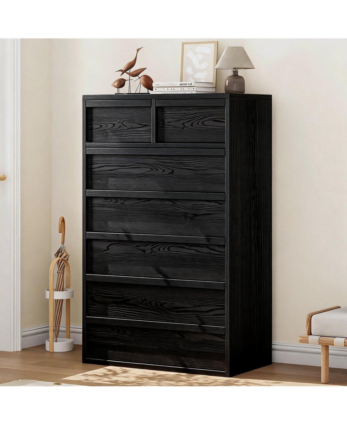 gaomon 7 Drawer Tall Dresser, Wood Chest of Drawers with Smooth Glide Drawers, Freestanding Storage Cabinet for Bedroom, Nursery and Entryway