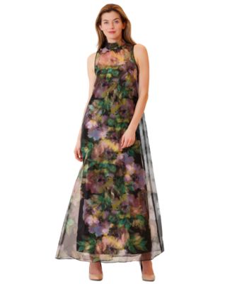 Women's Halter Neck Satin Overlay Dress