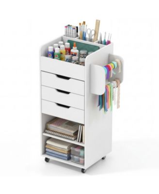 Utility Trolley with Open Shelves and 3 Drawers