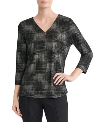 Petite 3/4-Sleeve V-Neck Blouse